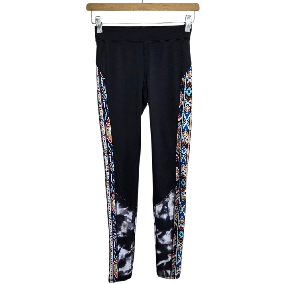 Mossimo Supply Co Marble & Tribal Mixed Print Graphic Black Leggings Size XS